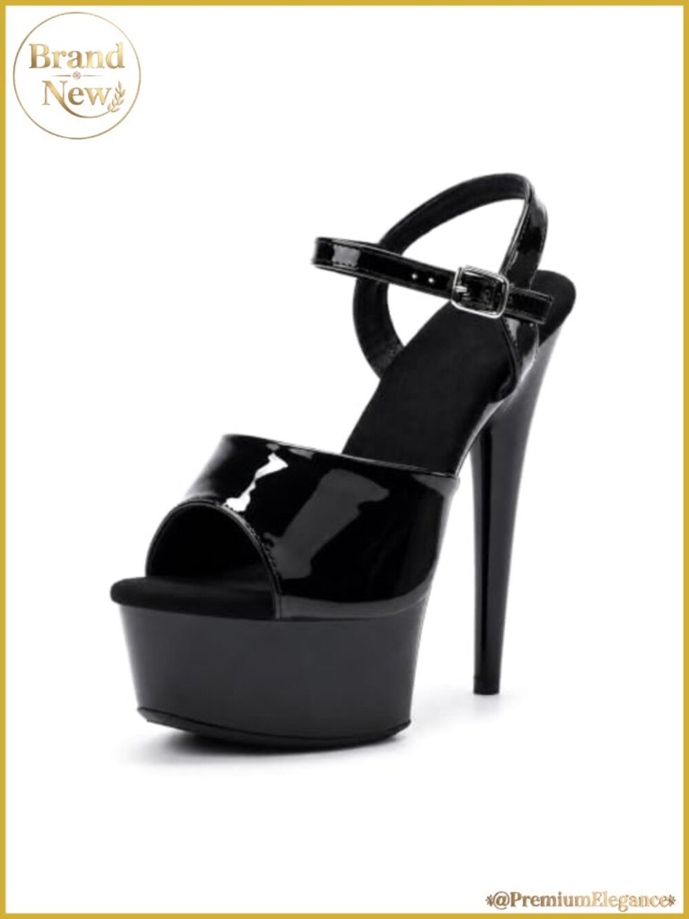 Clear Platform Heels 8-Inch Stiletto Ankle Strap Dance Shoes Non-Slip